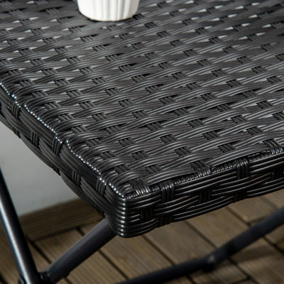 Outsunny Square PE Wicker Rattan Folding Table - Black 