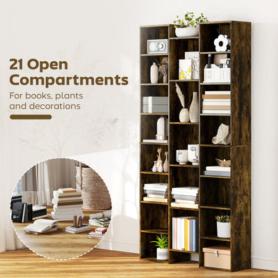 HOMCOM 21-Compartment Bookshelf - Brown 