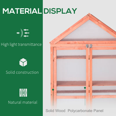 Outsunny Garden Cold Frame Polycarbonate Greenhouse with Adjustable Shelves, Double Doors, Openable Top Covers, Grow House for Flower Vegetable Plants, 80 x 47 x 138cm, Orange 