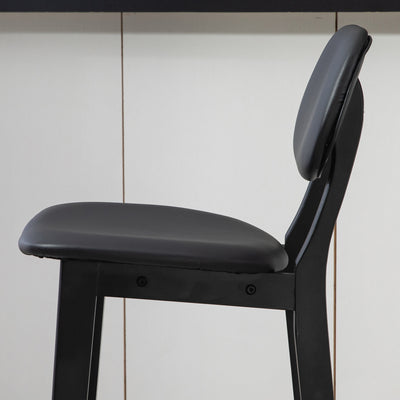 HOMCOM Set of Two Wooden Classic Bar Stools, with Faux Leather Seats - Black 