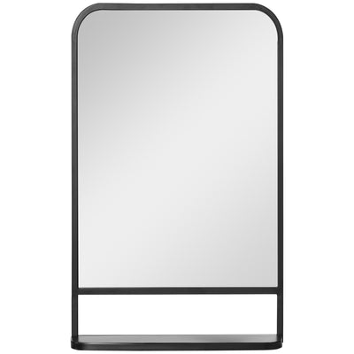 HOMCOM Modern Square Wall Mirror with Storage Shelf, 86 x 53 Mirrors for Living Room, Bedroom, Black 