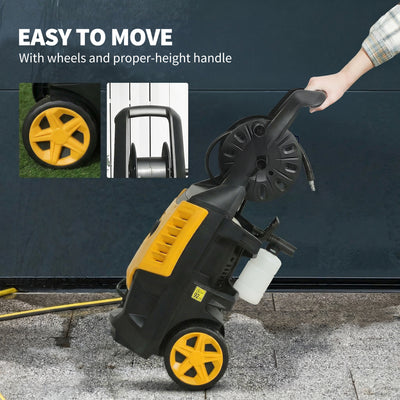 Outsunny 2200W High Pressure Washer, 170 Bar Pressure Washer with Adjustable Nozzle and 6M Hose, 33 x 31.5 x 80.5 cm, Yellow 