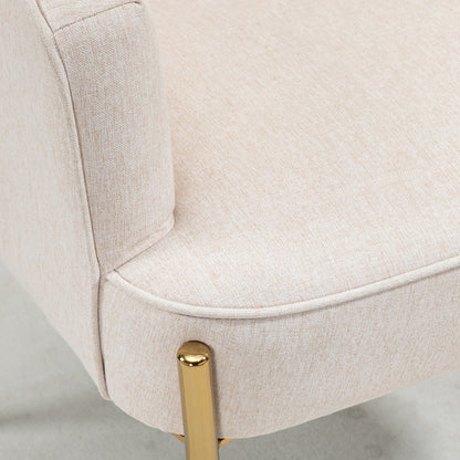 HOMCOM Accent Chair, Living Room Armchair, Vanity Chair with Gold Plating Metal Legs and Soft Padded Seat for Bedroom and Caf\'c3\'a9, Set of 2, White