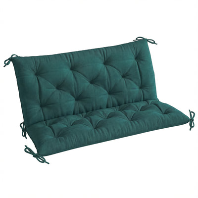 Outsunny 2 Seater Bench Pad, Garden Chair Cushion with Back and Ties for Indoor and Outdoor Use, 98 x 100 cm, Green 