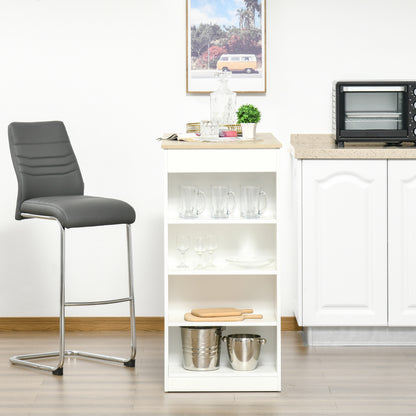 HOMCOM Bar Table, Dining Table with 4-Tier Storage Shelf for Breakfast Bar, Kitchen, Dining Room, Living Room, Natural 