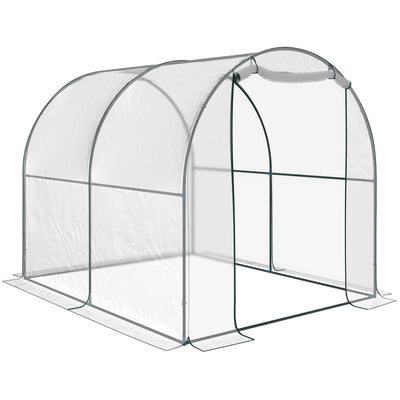 Outsunny Walk-in Polytunnel Greenhouse with Roll-up Door Transparent Tunnel Greenhouse with Steel Frame and PVC Cover, 2.5 x 2m 