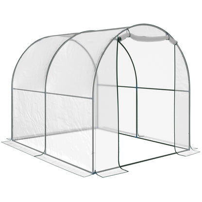 Outsunny Walk-in Polytunnel Greenhouse with Roll-up Door Transparent Tunnel Greenhouse with Steel Frame and PVC Cover, 2.5 x 2m 