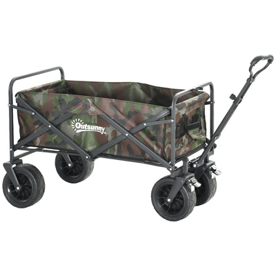 Outsunny 95L Folding Steel Frame Garden Trolley, with Handle - Multicolour 