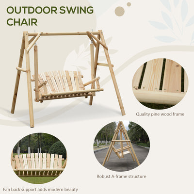 Outsunny Outdoor 2 Seater Swing Chair Larch Wood Garden Swing Seat Porch Hammock Bench Lounger 
