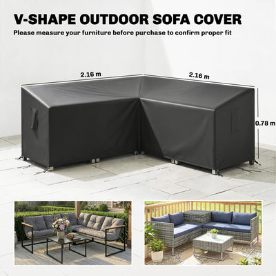 Outsunny V-Shaped Patio Furniture Cover, Waterproof Outdoor V-Shaped Sectional Sofa Cover, Anti-UV with Air Vent, Black 
