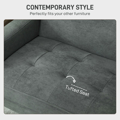 HOMCOM Two-Seater Velvet-Feel Sofa - Grey 