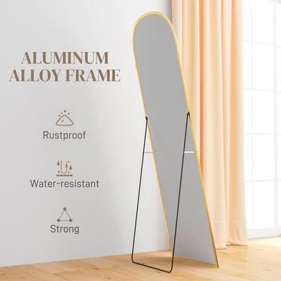 HOMCOM 162cm Aluminium Frame Standing Mirror - Gold 