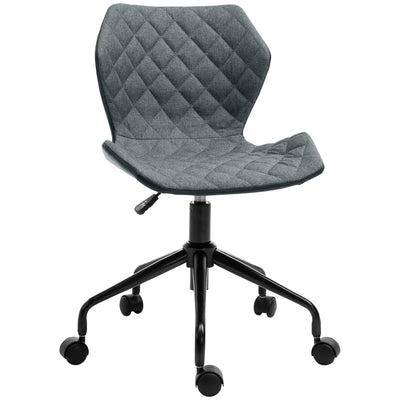 HOMCOM Office Computer Desk Chair, Swivel Task Chair no Arms, Fabric Study Chair with Adjustable Height and Rolling Wheels for Home Work, Grey 