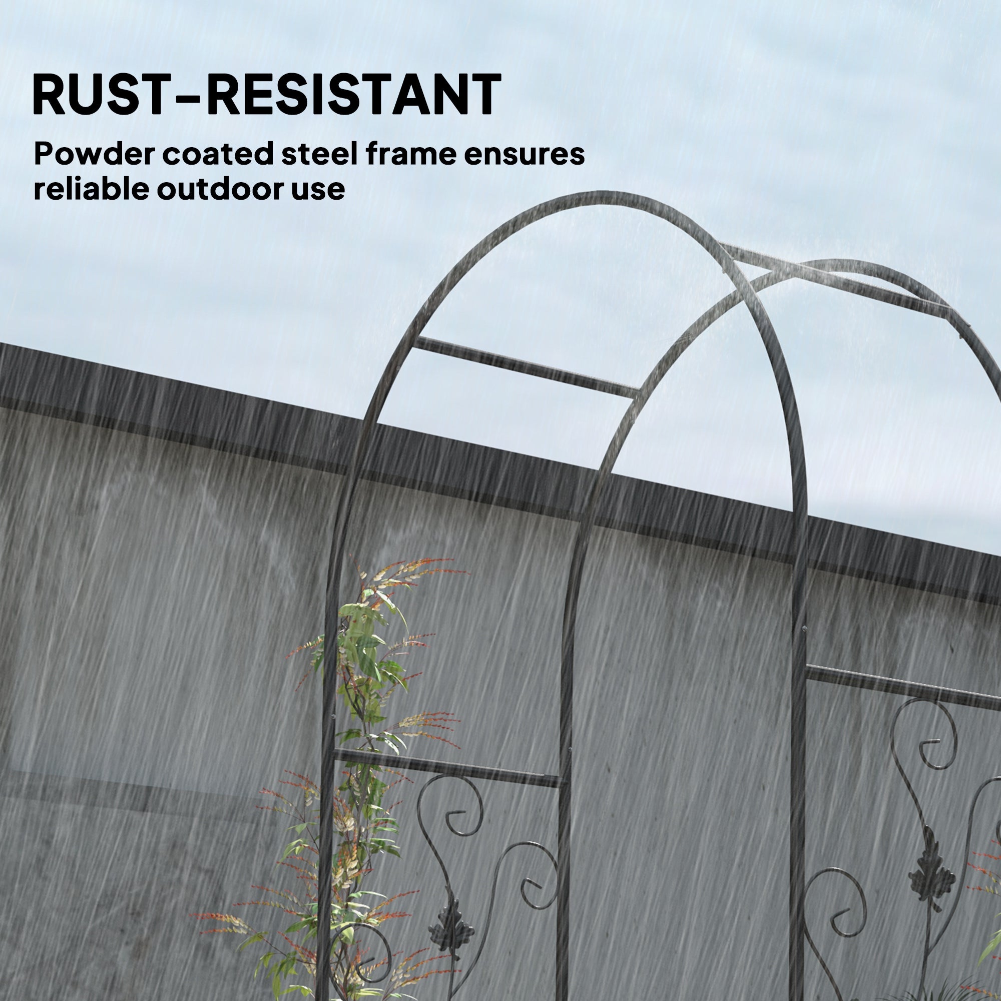 Outsunny 2.17m Steel Garden Arch with Gate, Wedding Arch for Outdoor, Garden, 107W x 45D x 217H cm Black 