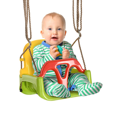 Outsunny 3 in 1 Detachable Kids Swing Seat with Safety Belt, Adjustable Rope for Indoor, Outdoor, Playground, Garden, Green 