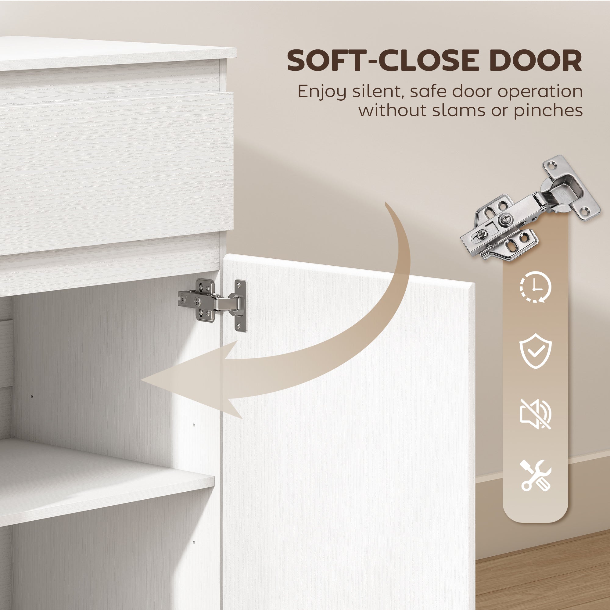 HOMCOM Modern Chest Of Drawers, 5 Drawer Dresser with Adjustable Shelf, Soft-Close Door, White 