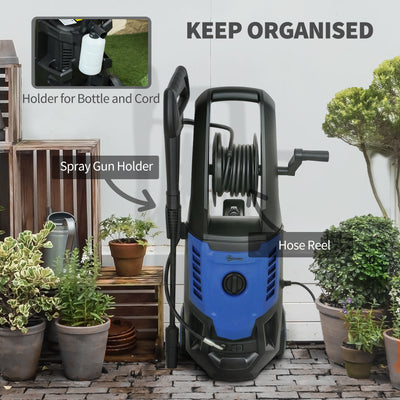 Outsunny 2200W High Pressure Washer, 170 Bar Pressure Washer with Adjustable Nozzle and 6M Hose, 32W x 32D x 80H cm Blue 