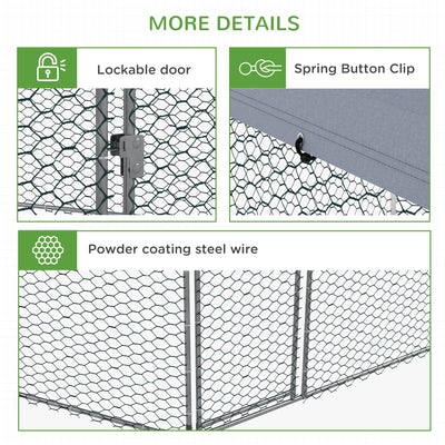 PawHut Chicken Coop for 10-15 Chickens, Hens, Rabbits, Ducks, Outdoor Garden Chicken Run, 4 x 3.5 x 2.6m 