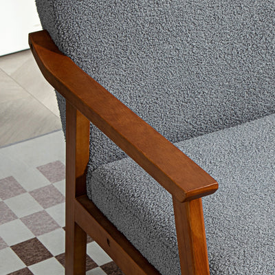 HOMCOM Armchair with Wide Seat, Boucle Accent Chair, Thick Padded Occasional Chair with Solid Wood Frame for Living Room Bedroom Home Office Reception Balcony, Grey 