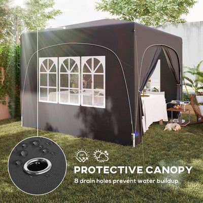 Outsunny 3 x 3m Pop-Up Gazebo Shelter, with Accessories - Black 