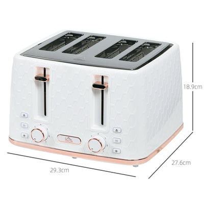 HOMCOM Four-Slice Honeycomb Toaster - White 