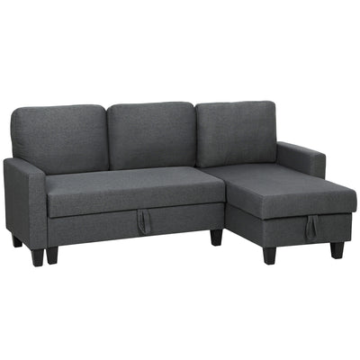 HOMCOM Three-Seater Storage Sofa Bed -  Charcoal Grey 