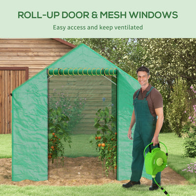 Outsunny Polyethylene Walk-in Polytunnel Greenhouse, 2 x 3(m), Green 