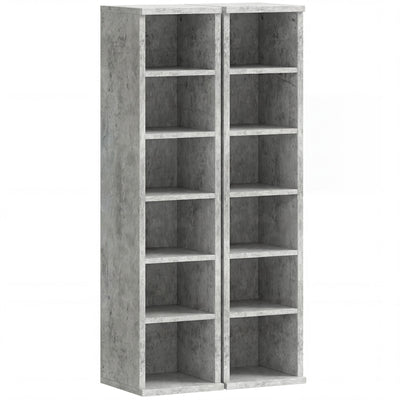 HOMCOM Set of 2 CD Media Display Shelf Unit Tower Rack with Adjustable Shelves, Grey 