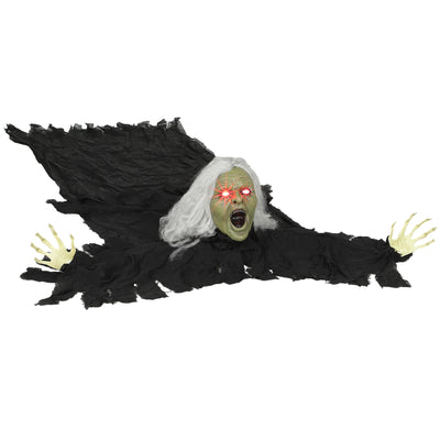 Outsunny 183 cm Life Size Halloween Animated Crawling Zombie with Glowing LED Eyes, Scary Halloween Decorations, Battery Operated, Indoor Outdoor Party Props 