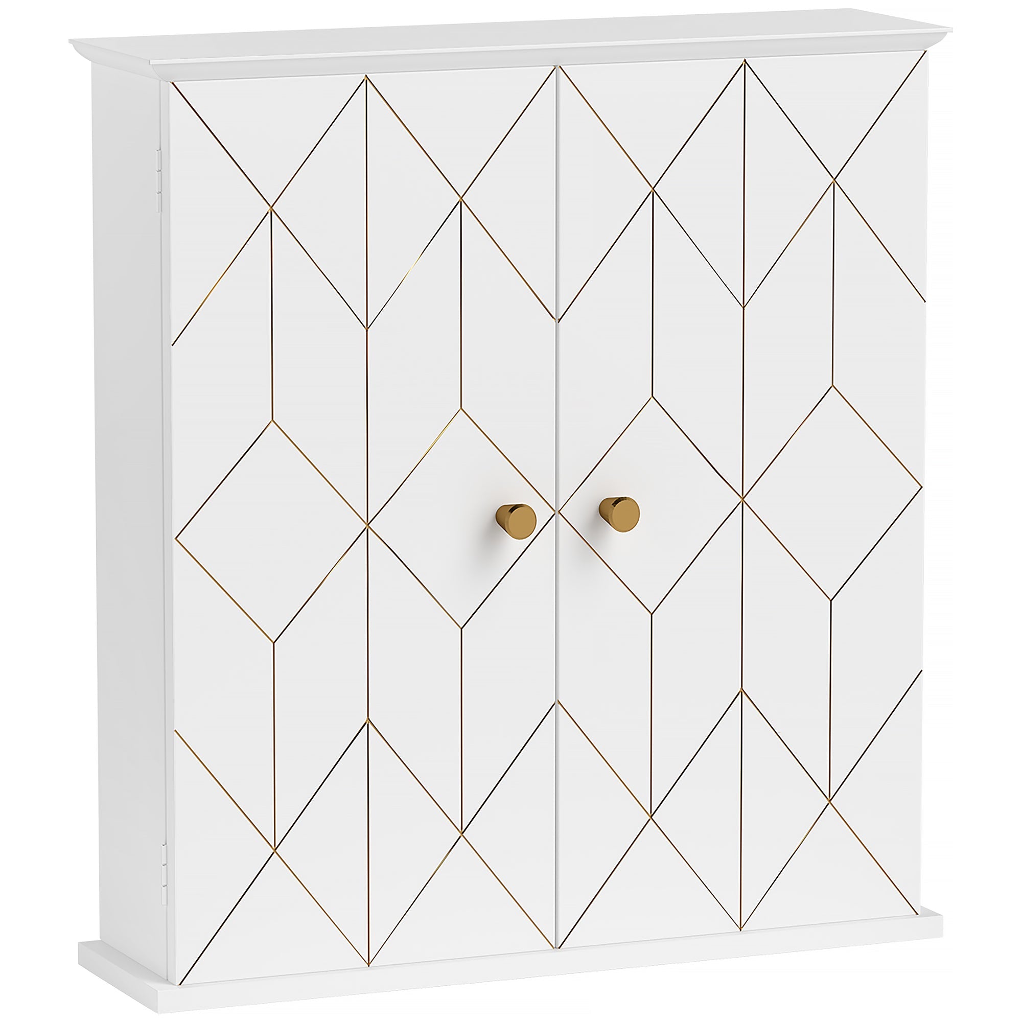 HOMCOM Bathroom Cabinet Wall Mounted, Bathroom Wall Cabinet Medicine Cabinet with 2 Doors, Adjustable Shelf, White 