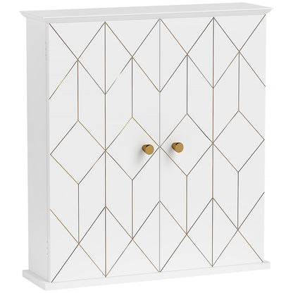 HOMCOM Bathroom Cabinet Wall Mounted, Bathroom Wall Cabinet Medicine Cabinet with 2 Doors, Adjustable Shelf, White 