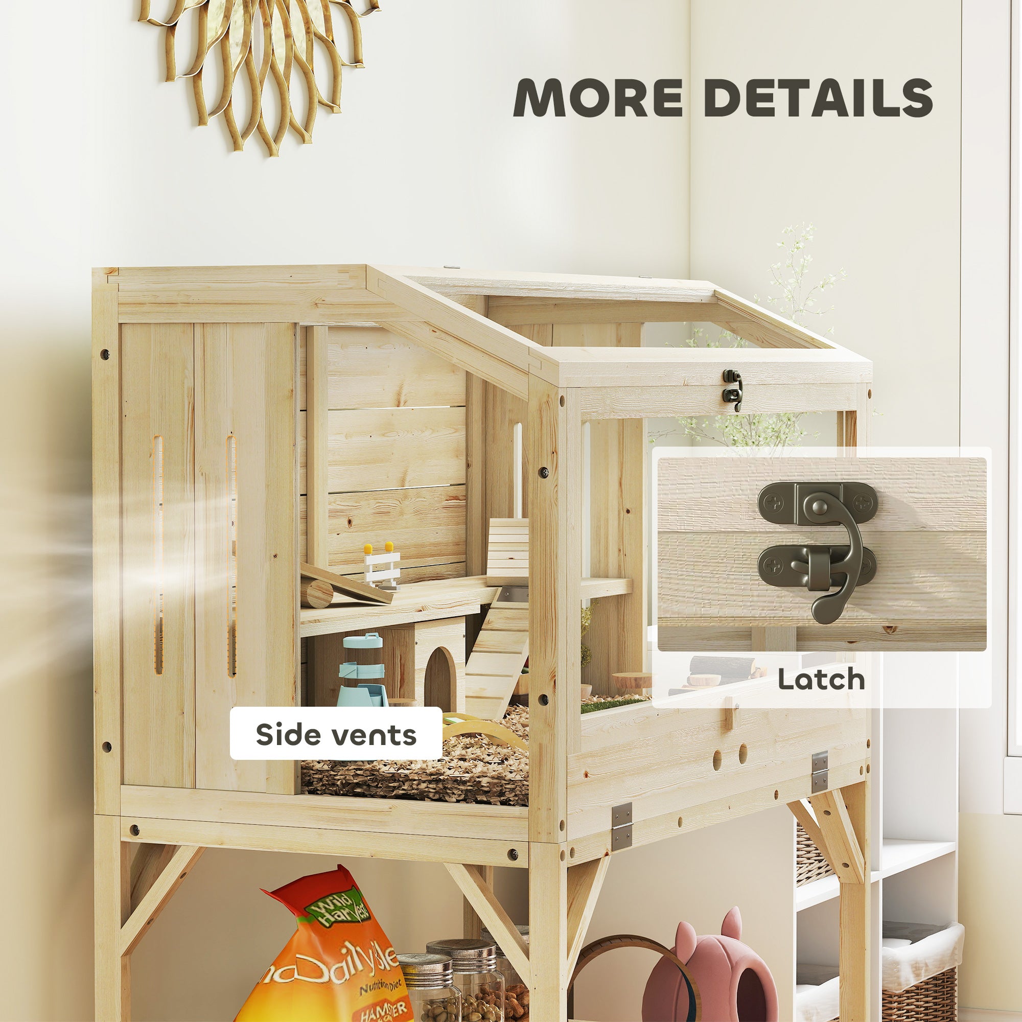 PawHut 2 Tier Wooden Hamster Cage with Shelf and Openable Top 