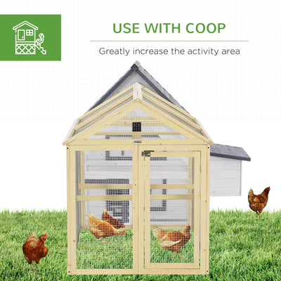 PawHut Large Chicken Run, Wooden Chicken coop, with Combinable Design - Natural Wood Finish 