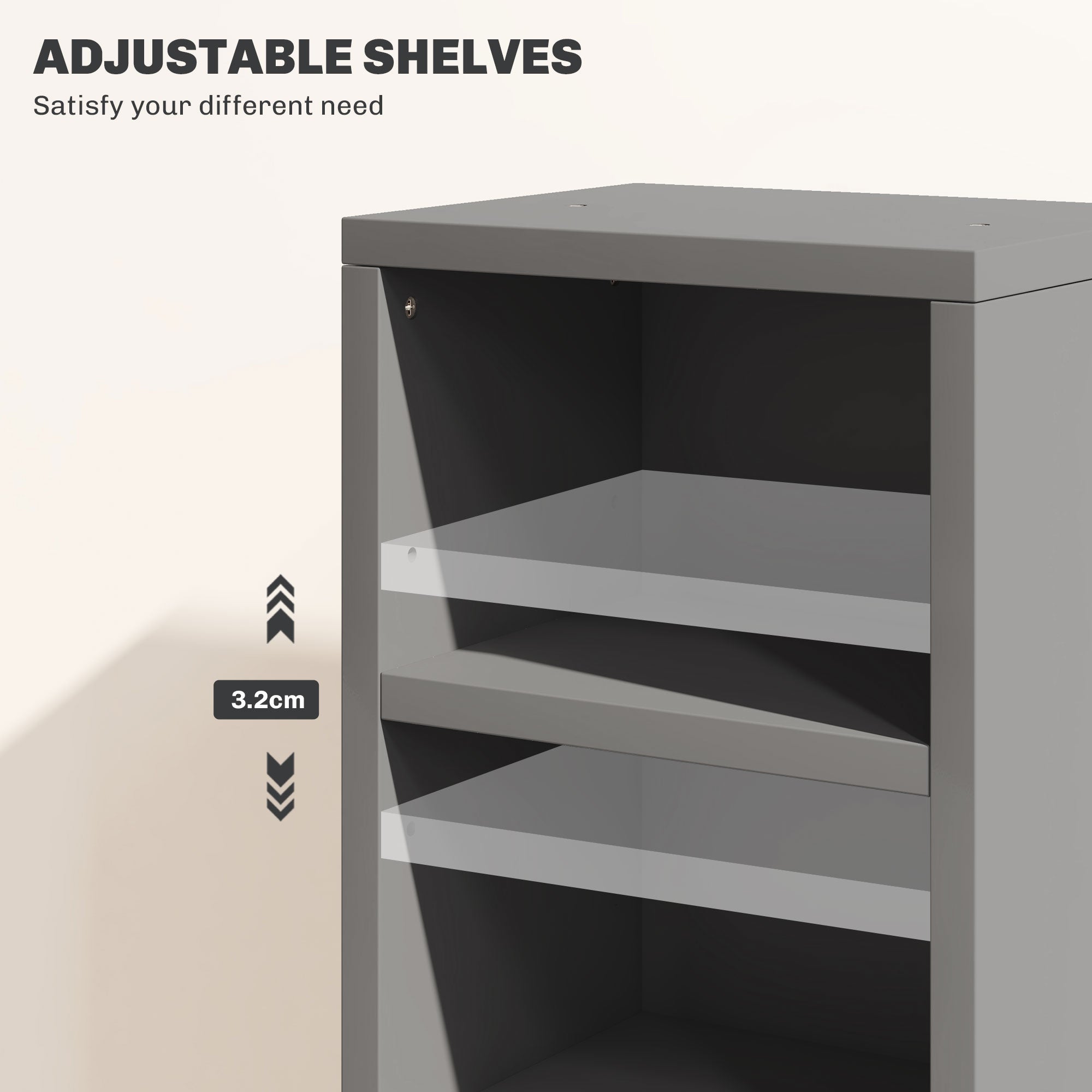 HOMCOM Set of 2 CD Media Display Shelf Unit Tower Rack with Adjustable Shelves, High Gloss Grey 