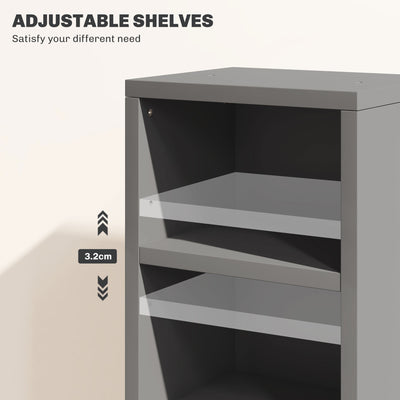 HOMCOM Set of 2 CD Media Display Shelf Unit Tower Rack with Adjustable Shelves, High Gloss Grey 