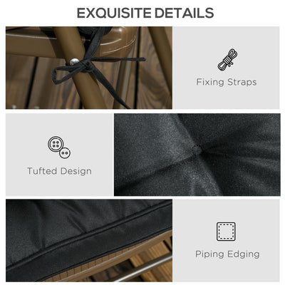 Outsunny Set of 4 Garden Seat Cushion with Ties, 42 x 42cm Replacement Dining Chair Seat Pad, Black 