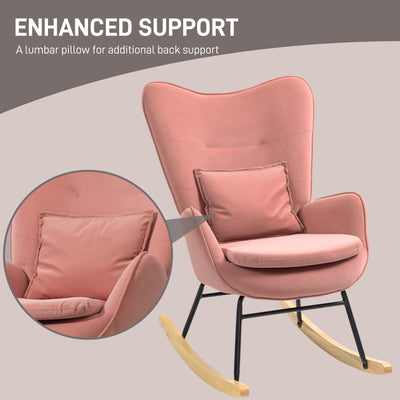 HOMCOM Velvet-Feel Rocking Armchair - Pink 
