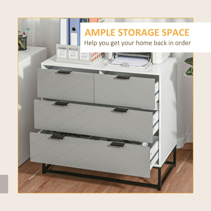 HOMCOM Chest of Drawers with Metal Handles Freestanding Dresser for Bedroom, Living Room