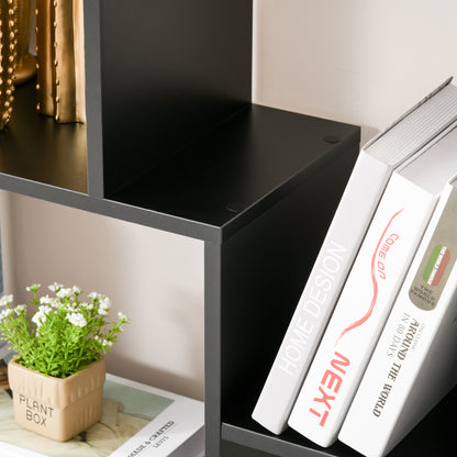 HOMCOM 8-Tier Freestanding Bookcase w/ Melamine Surface Anti-Tipping Foot Pads Home Display Storage Grid Stand Bedroom Living Room Furniture Modern Style - Black 