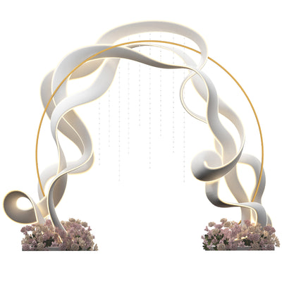 Outsunny 280cm Gold Backdrop Stand, Round Metal Wedding Arch for Birthday Party, Bridal Shower, Graduation, Ceremony 