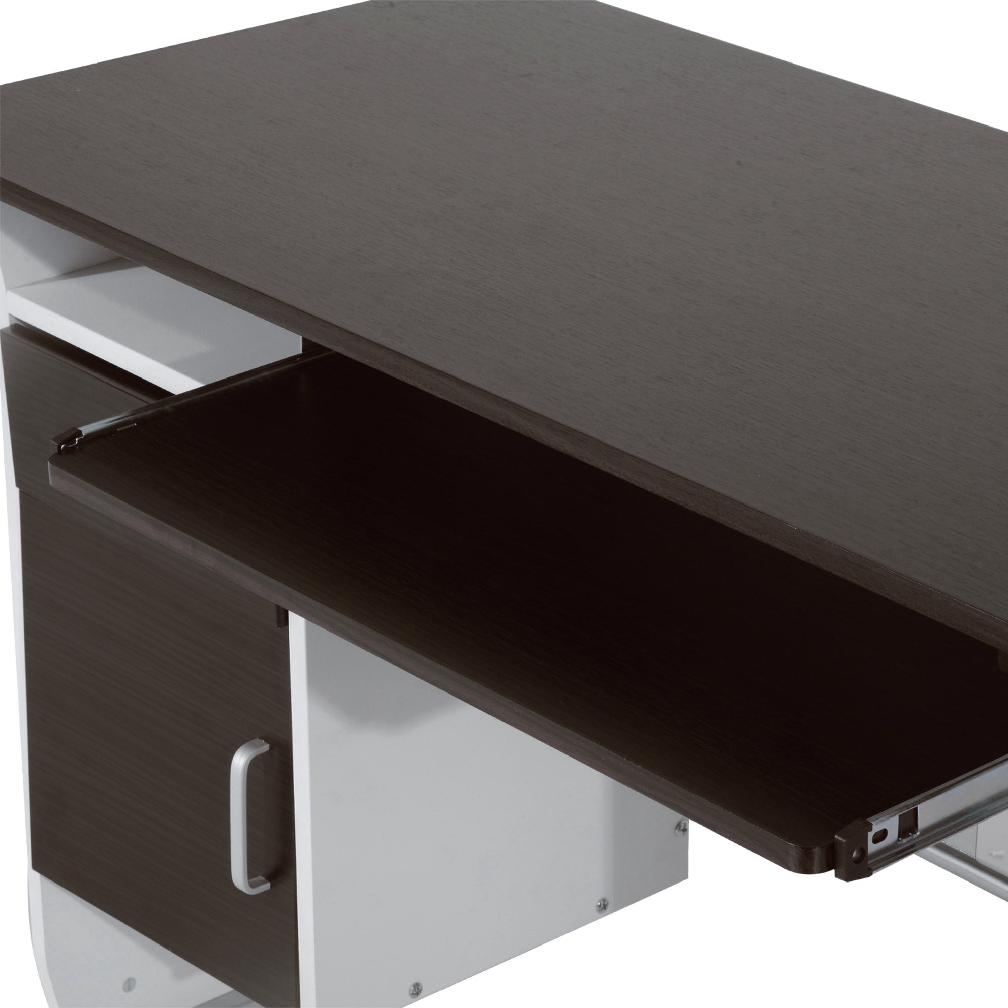 HOMCOM Computer Desk with Sliding Keyboard Tray, Storage Drawers and Host Box Shelf, Home Office Desk, Study Workstation, 100 x 52 x 75cm, Black Walnut 