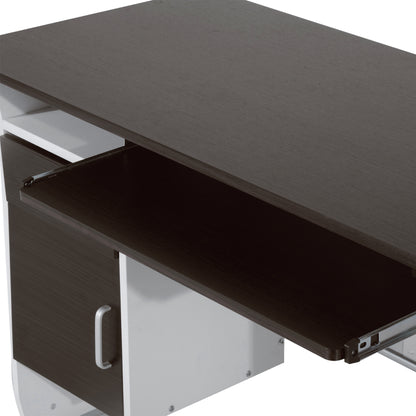HOMCOM Computer Desk with Sliding Keyboard Tray, Storage Drawers and Host Box Shelf, Home Office Desk, Study Workstation, 100 x 52 x 75cm, Black Walnut 