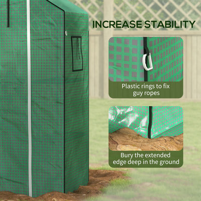 Outsunny Greenhouse Cover Replacement Walk-in PE Hot House Cover with Roll-up Door and Windows, 140 x 73 x 190cm, Green 