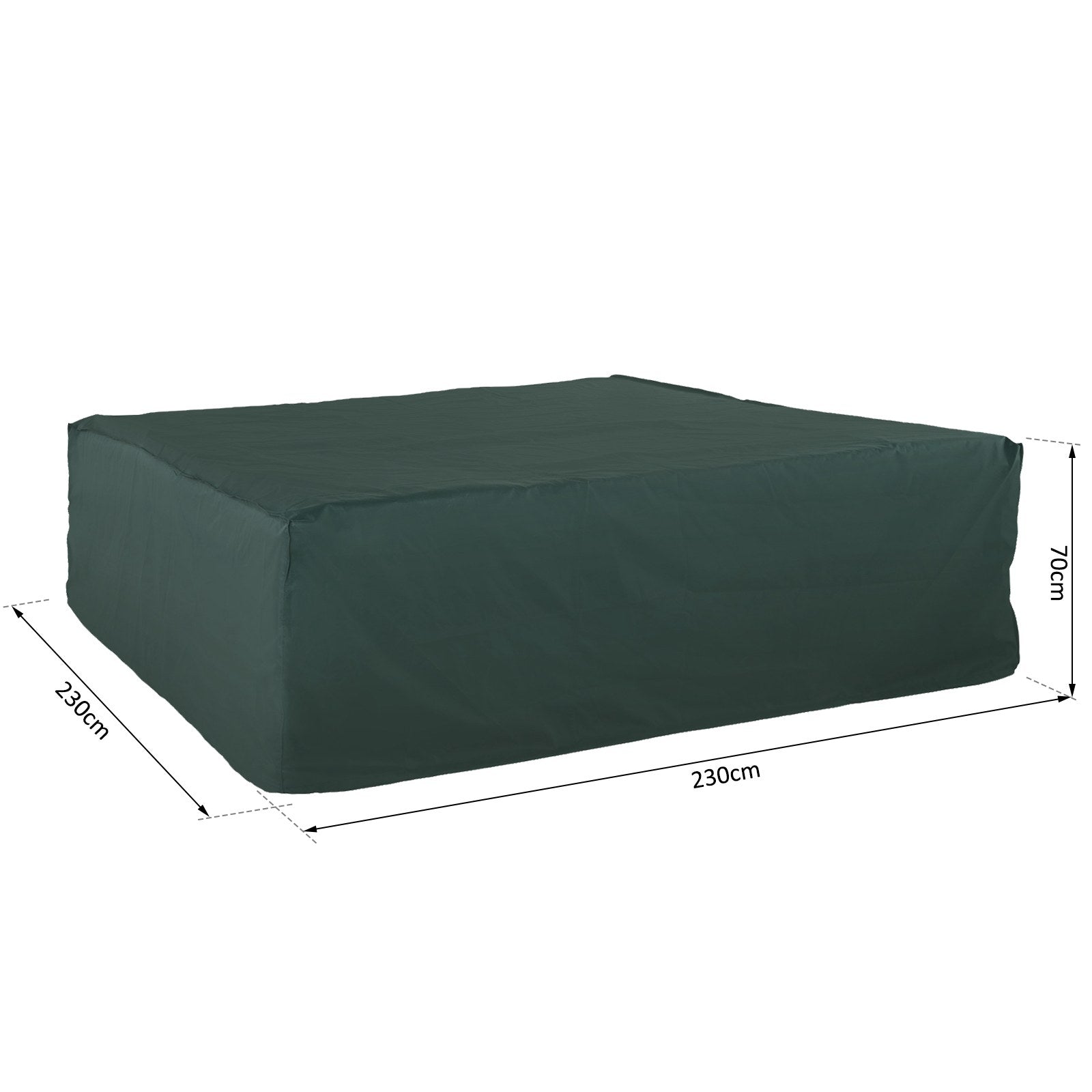 Outsunny Large Patio Garden Furniture Set Cover 600D Oxford Square Waterproof, 230 x 230 x 70 cm, Green 