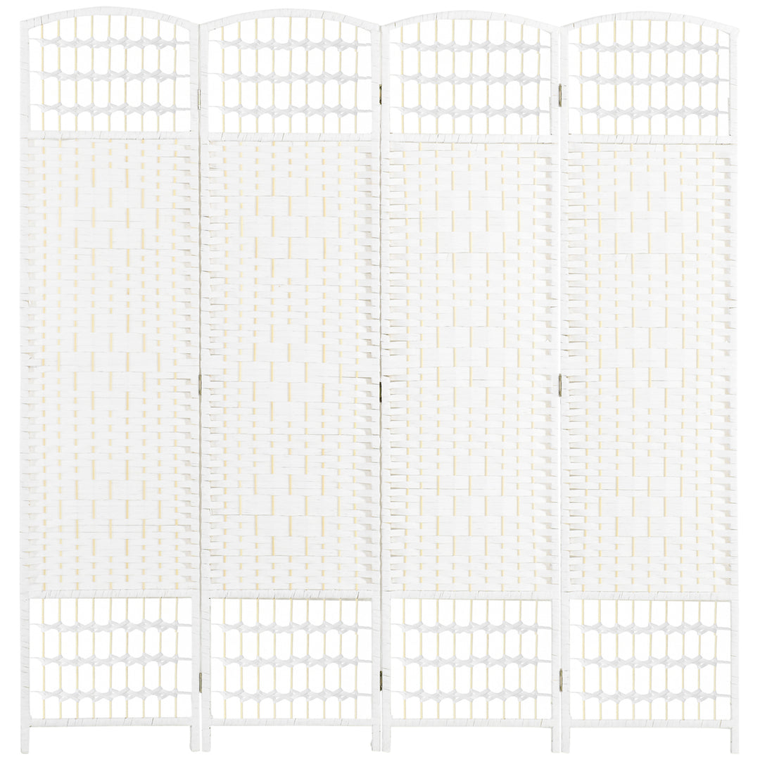 HOMCOM 4 Panel Folding Room Divider, Privacy Screen, Freestanding Paravent Partition Separator for Living Room, Bedroom and Office, 160 x 170cm, White 