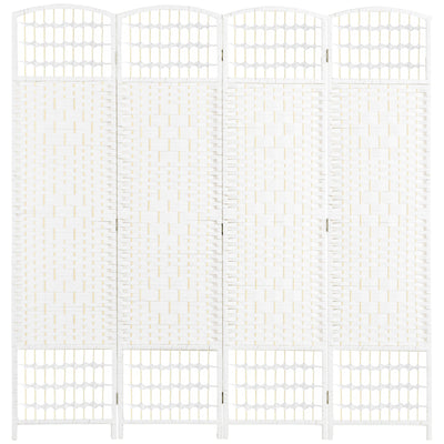 HOMCOM 4 Panel Folding Room Divider, Privacy Screen, Freestanding Paravent Partition Separator for Living Room, Bedroom and Office, 160 x 170cm, White 