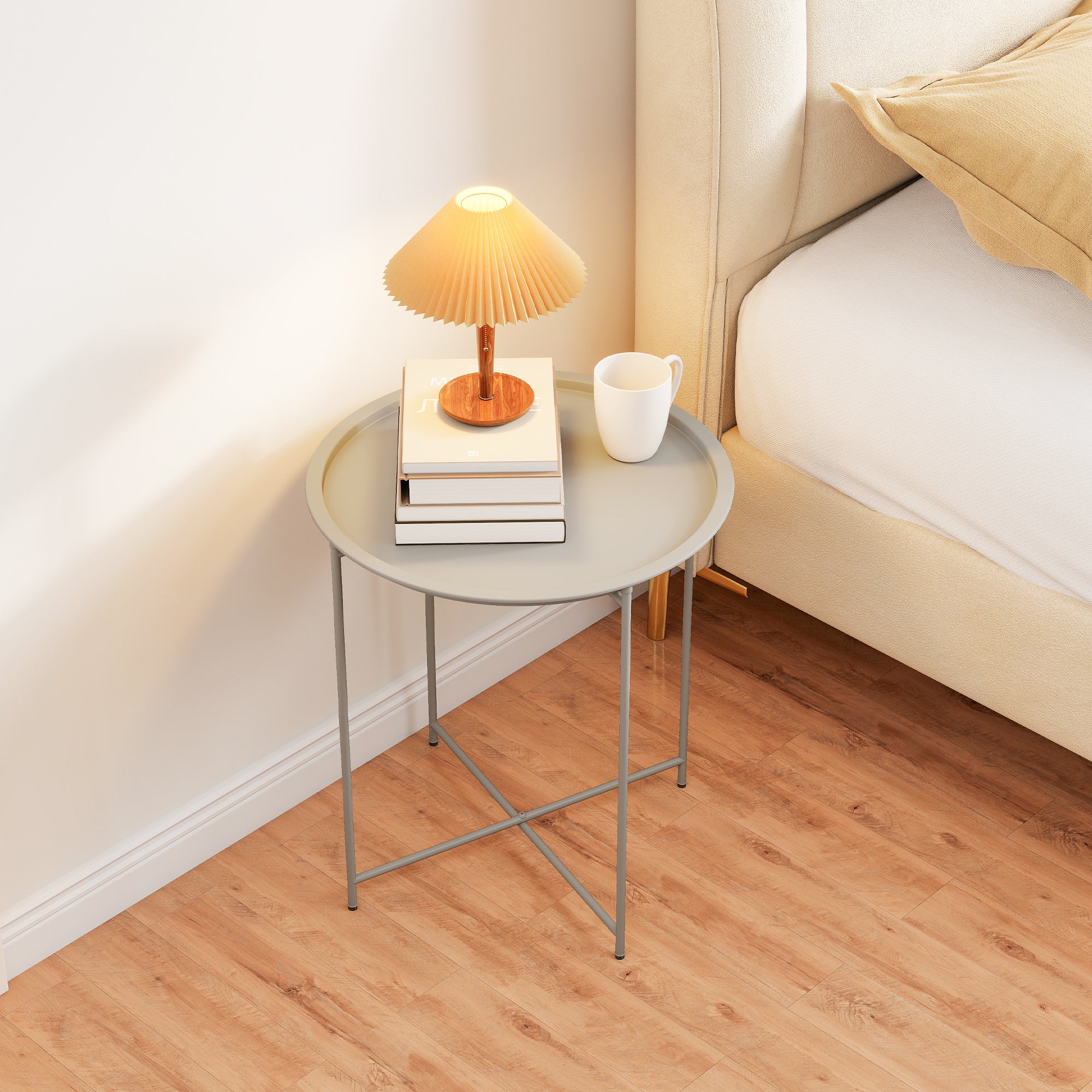 Outsunny Steel Removable Tray Top Garden Table - White 