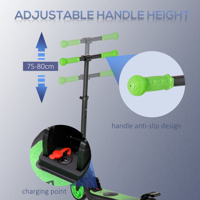 HOMCOM Folding Electric Scooter with Brake, for Ages 6+ Years, 8km/h Maximum Speed, Green 