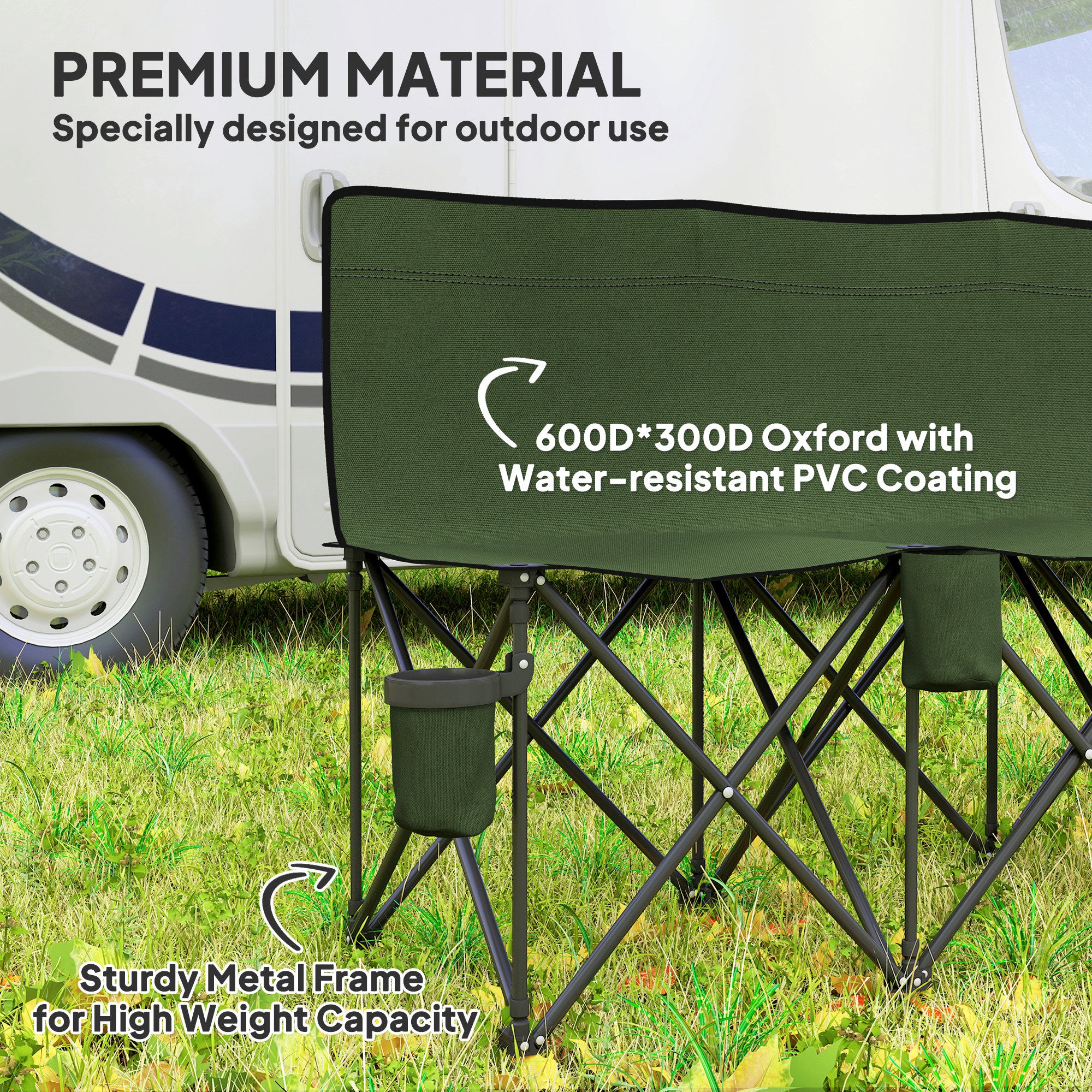 Outsunny 6 Seater Folding Camping Chair with Cup Holder & Carry Bag - Green 