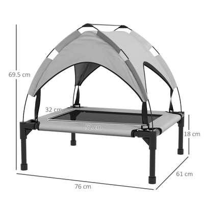 PawHut Cooling Raised Pet Bed w/ Washable Breathable Mesh, for Small Medium Dogs, 76 x 61 x 69.5cm - Light Grey 